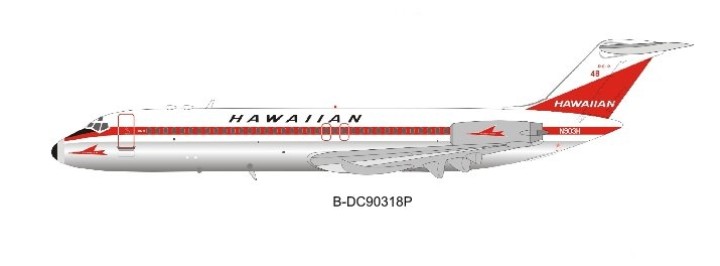 Hawaiian Air McDonnell Douglas DC-9- 31 N903H Polished With Stand Inflight B-DC9031BP Inflight Scale 1:200
