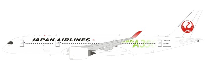 Flaps Down JAL Japan Airlines Airbus A350-900 JA03XJ Green Logo JC Wings EW4359003A scale 1400