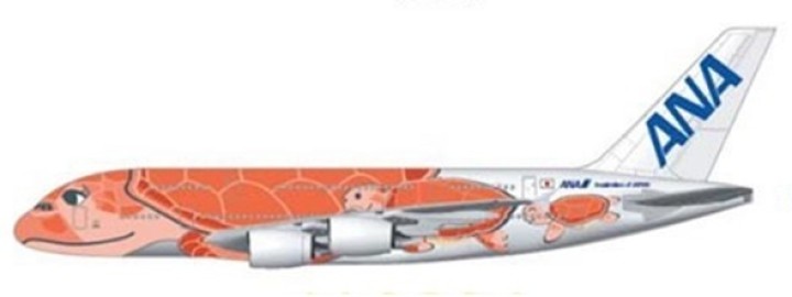 ANA All Nippon Airbus A380 Flying Honu Ka La Sea Turtle Orange JA383A EW2388003 scale 1:200 