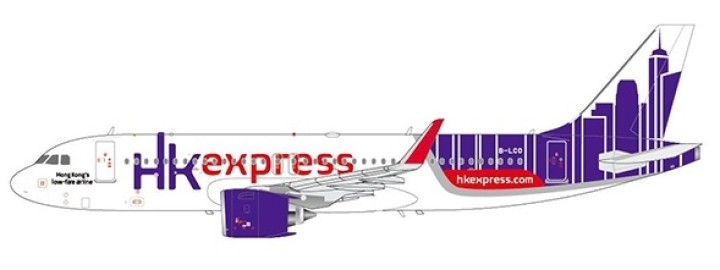 Hong Kong HK Express Airbus A320neo Reg# B-LCO with stand JC wings LH2HKE112 scale 1:200