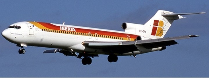 Iberia Boeing 727-200 EC-CFA with stand JCWings JC2IBE139 scale 1:200