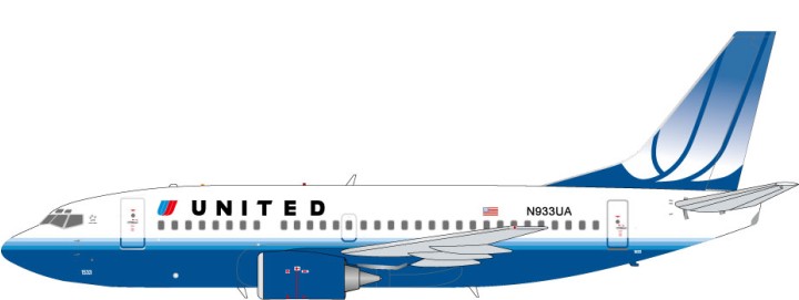 United Airways B737-500 Tulip Tail Reg# N933UA 1:200 AV2735002