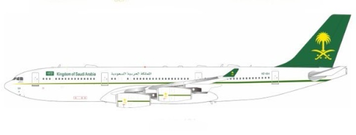 Saudi Arabia – Government Airbus A340-213 HZ-124 with stand B-342-124 B-Model-InFlight  Scale 1:200