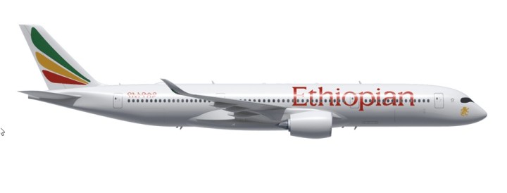 Ethiopian A350-900 Reg# ET-ATQ w/Stand JC Wings LH2ETH016 Scale 1:200