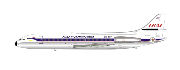Polished Thai Airways Sud SE-210 Caravelle III HS-TGF stand Inflight IF2100418P Scale 1:200