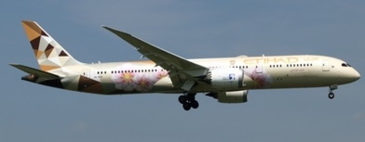 Etihad Boeing 787-9 A6-BLK  Choose Japan with stand JC JC2ETD324 scale 1200