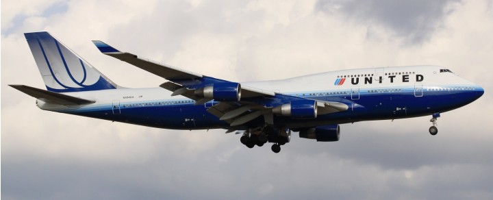 flaps United Airlines Boeing 747-400 N104UA Blue Tulip livery JC