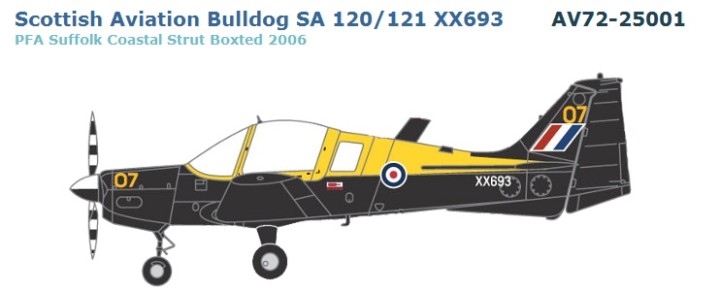Scottish Aviation Bulldog SA 120/121 XX693 AV72-25001 Scale 1:72