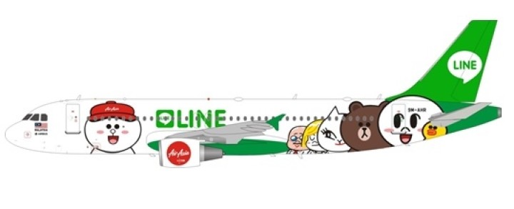Air Asia Airbus A320-216 Line Friends livery registration: 9M-AHR with stand JF-A320-005 scale 1:200