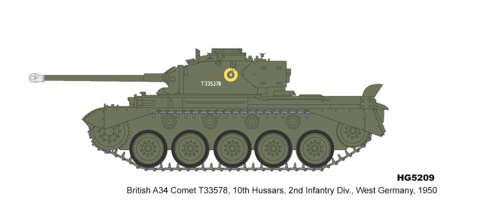 A34 Comet Cruiser Tank 10th Hussars 2nd Infantry Div West Germany 1950 HG5209 scale 1:72 