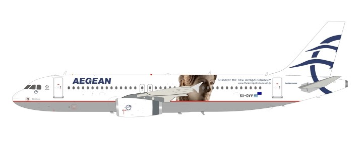 Aegean Airbus A320 SX-DVV Acropolis Museum with stand InFlight IF320SX-DVV scale 1:200