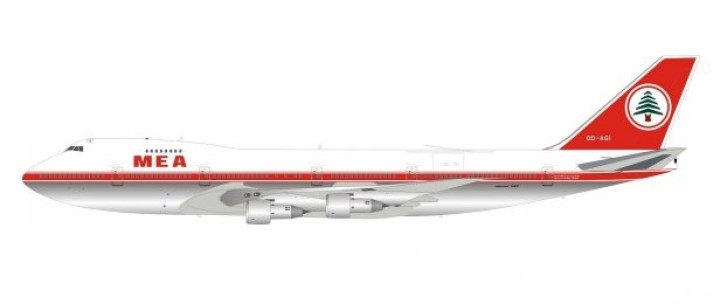 MEA Boeing 747-200 OD-AGI Polished With Stand IF7420618P  InFlight IF742N2001 1:200