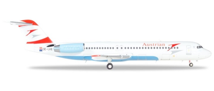 Austrian Airlines Fokker F-100 "Goodbye Fokker" - OE-LVE "Zagreb" Herpa 559027 Scale 1:200 