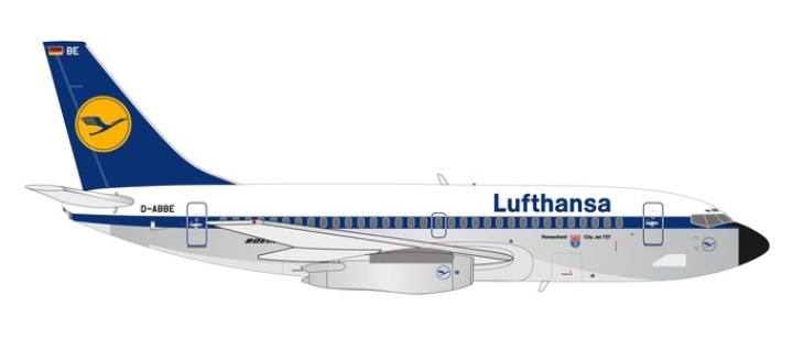 First ever delivered Boeing 737-200 Lufthansa D-ABBE City of Remscheid Herpa 559430 scale 1:200