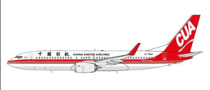 China United Airlines Boeing 737-89P B-7562 Aviatio200/Inflight FactoryKJ-B738-057 Scale 1:200