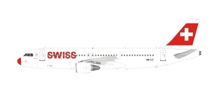 Swiss International Airbus A320-200 HB-IJI red nose with stand JFox/InFlight JF-A320-029 scale 1:200