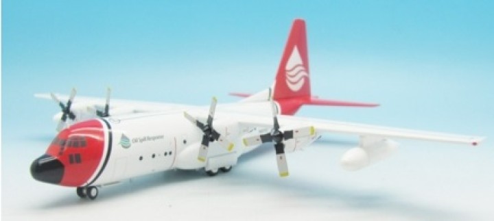 Oil Spill Response C-130 Hercules Coast Guard colors With Stand Reg# N121TG InFlight IF130OSRA01 Scale 1:200 