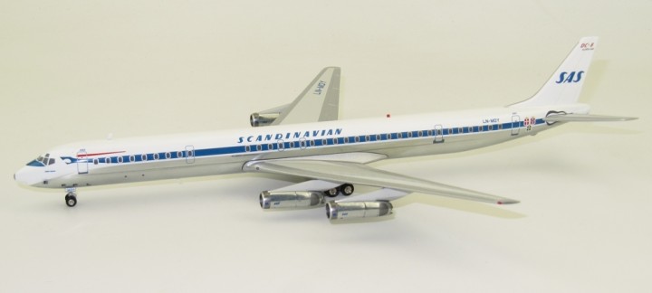 SAS Scandinavian DC-8-63 LN-MOY polished with stand InFlight IFDC8630418P scale 1:200