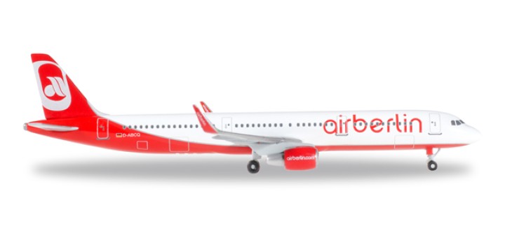 Airberlin Airbus A321 Sharklets Reg# D-ABCQ Herpa 528443-001 Scale 1:500