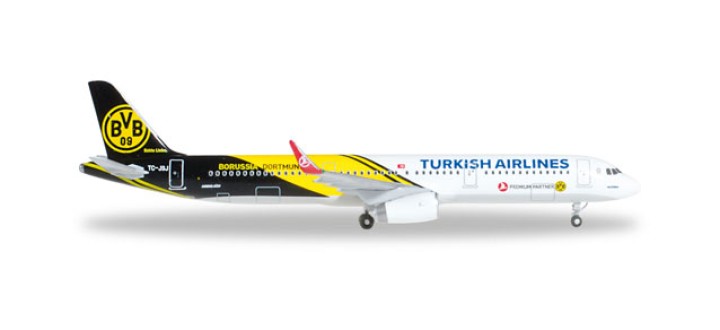 Turkish Airlines Borussia Dortmund Airbus A321 Reg# TC-JSJ Herpa 528825 Scale 1:500