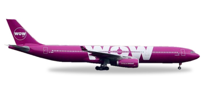 Wow Air Iceland Airbus A330-300 registration TF-WOW Herpa die cast 530743 scale 1:500
