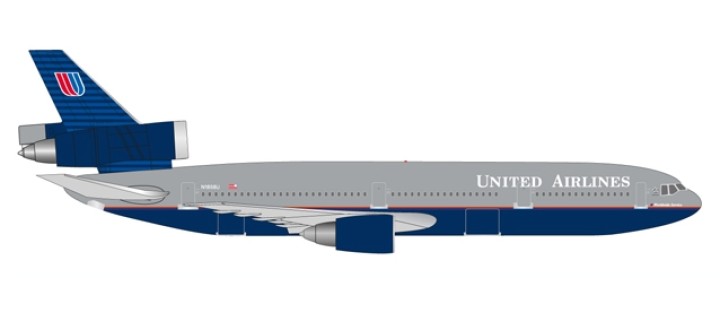 United Airlines DC-10-30 Battleship Grey registration N1858U Herpa die-cast 530941 scale 1:500
