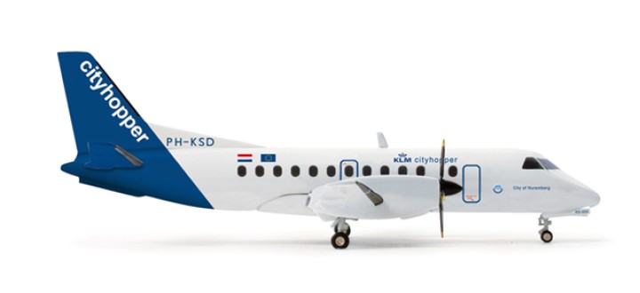 KLM Cityhopper Saab 340 Herpa 553971 scale 1:200