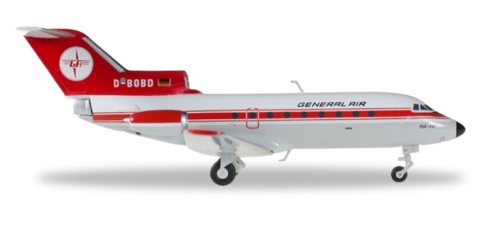 Gerneral Air Yak-40 Reg# D-BOBD Die-Cast Metallic Model by Herpa 558358 Scale 1:200