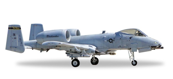 USAF Indiana ANG Fairchild A-10C Thunderbolt II 163rd FS Blacksnakes Die-Cast Herpa 558433 Scale 1:200