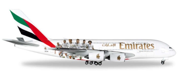Emirates Real Madrid A380 Reg# A6-EOA Herpa 529242 Scale 1:500