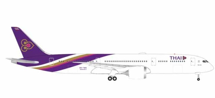 Thai Airways Boeing B787-9 Dreamliner HS-TWA "Phattana Nikhom" die-cast Herpa 531467 scale 1:500