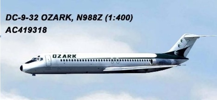 Ozark DC-9-32 N988Z Aero Classics AC19318 scale 1:400