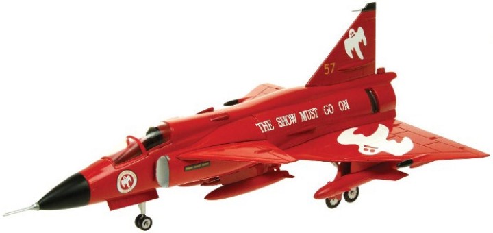 Aviation 72 For the static model enthusiast and collector  Red Saab Viggen Swedish Air Force  "The Show Must Go On" F10-57. AV72-42006 Die Cast Aviation 72 1:72