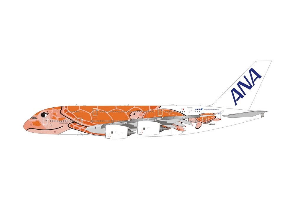 ANA Airbus A380 Sea Turtle Orange Ka La JA383A 全日空 All Nippon Phoenix 04388  scale 1:400