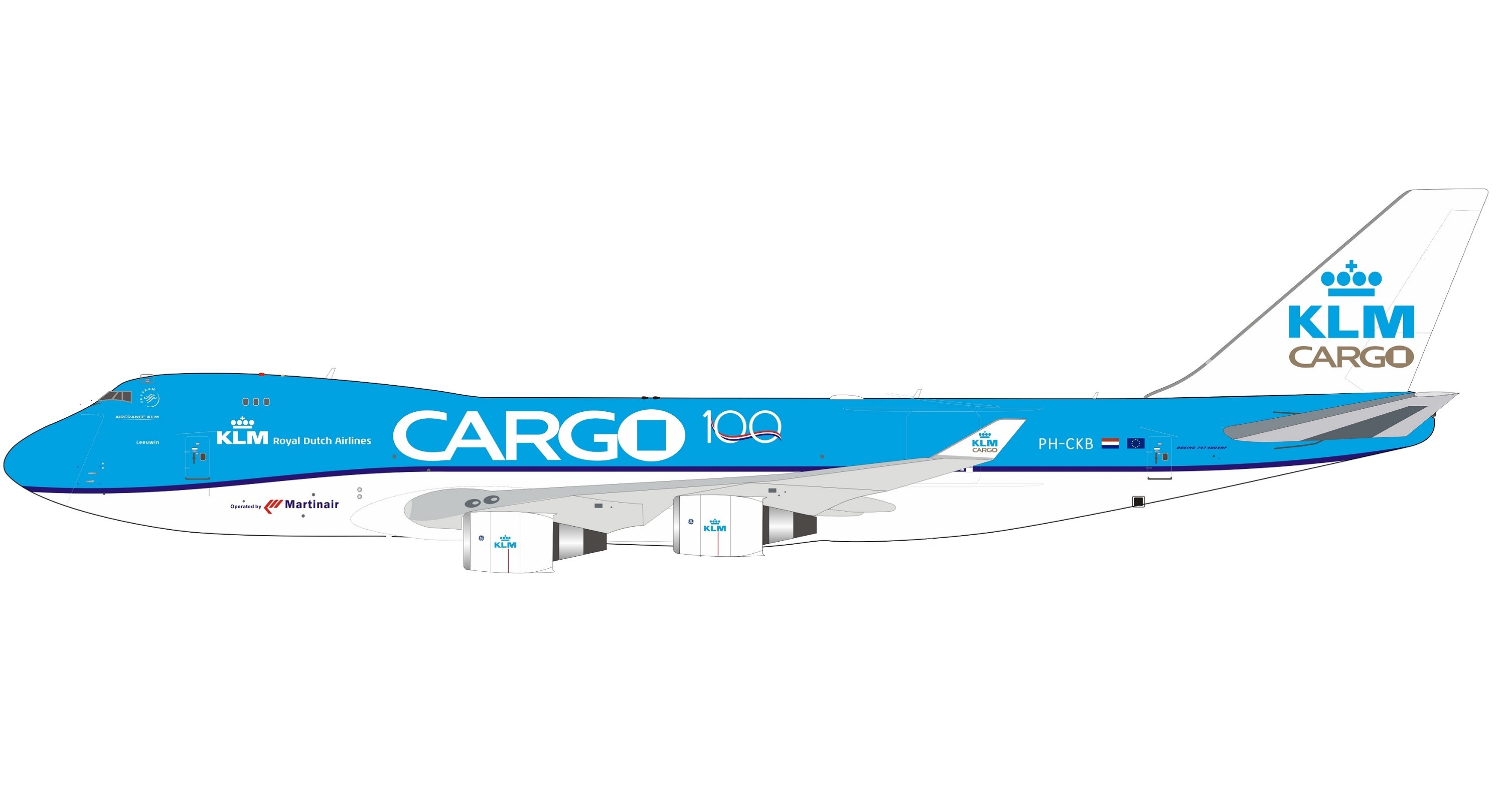 100 Years Klm Cargo Boeing 747 400 Ph Ckb With Stand Inflight If744f1019 Scale 1 200