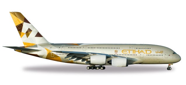 Highly detailed Herpa Wings die-cast model Etihad New Livery Airbus A380-800  Reg# A6-APA Herpa 527712 1:500 ezToys - Diecast Models and Collectibles