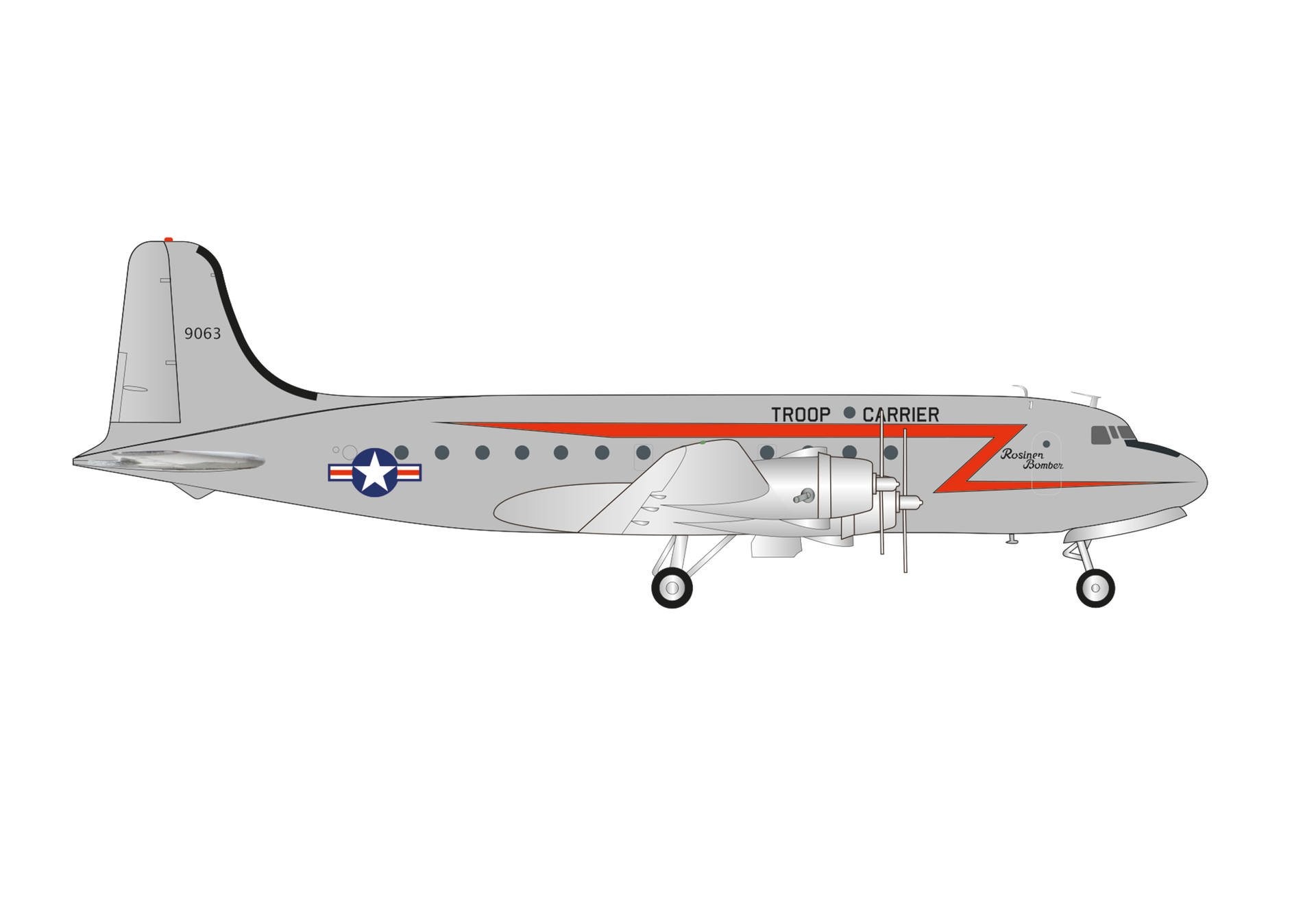 USAF C-54 Skymaster Douglas Rosienbomber Herpa Wings 573177 Scale 1:200 ...