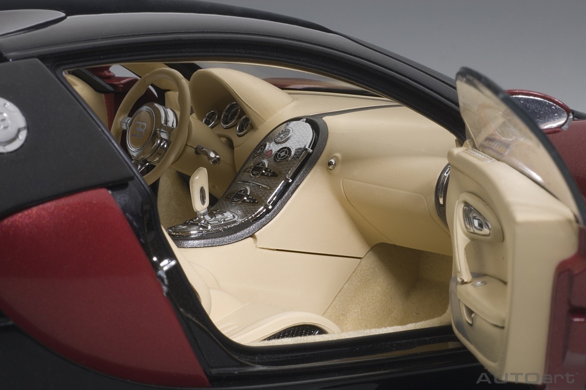 Limited Red Black Bugatti Eb 16 4 Veyron Beige Interior 1200 Pcs Autoart 70909 1 18