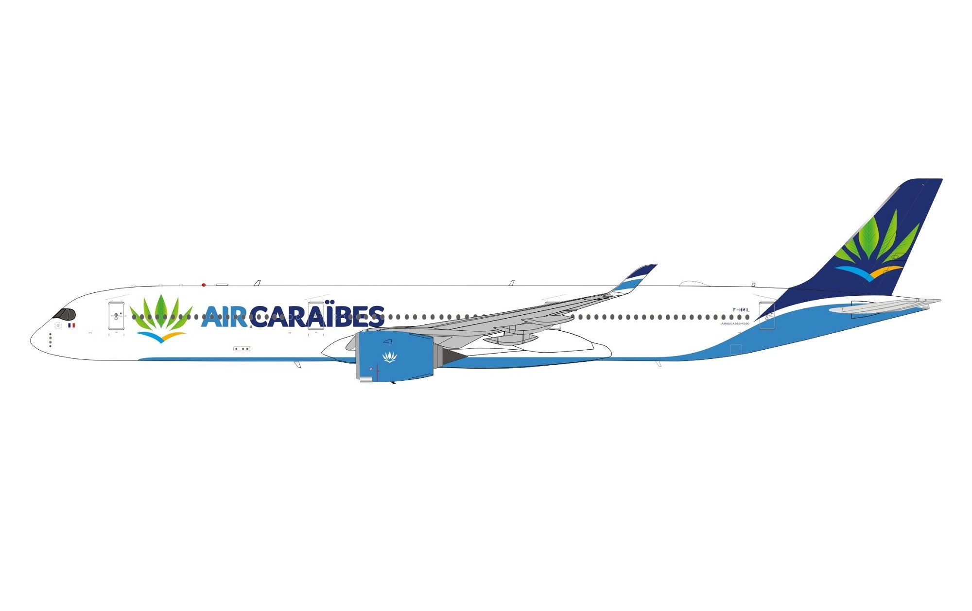 INFLIGHT 200 IF35XTX0121-1/200 Air Caraibes AIRBUS A350-1041 F-hmil con supporto 