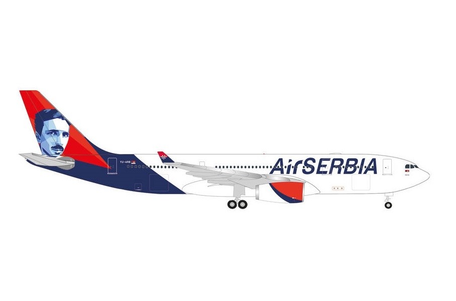 Herpa Maquette Avion Air Serbia – Airbus A330-200 – YU-ARB Nikola Tesla – Échelle 1/500 – Métal