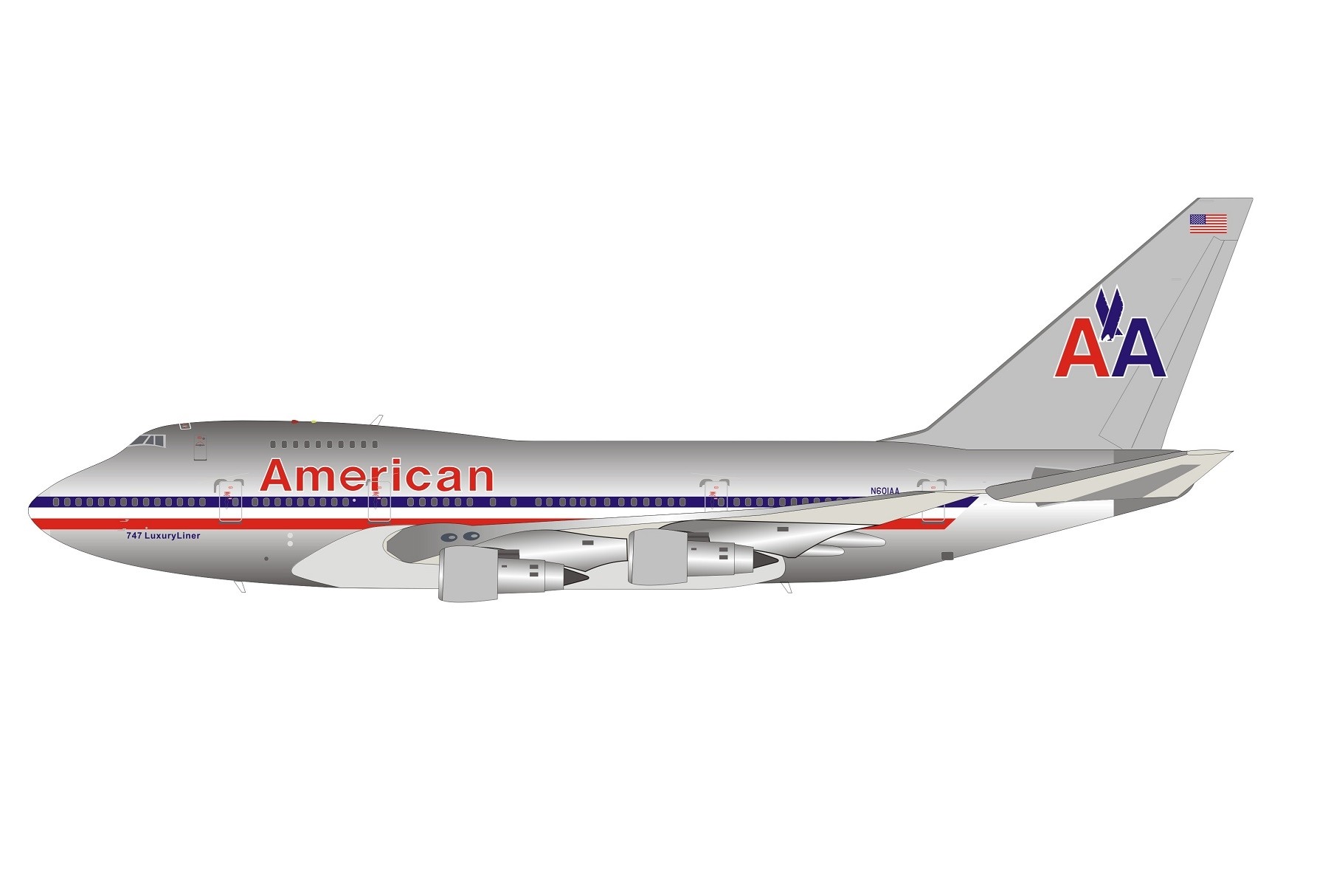 Boeing 07007 747SP American Airlines with 747 LuxuryLiner Titles N601AA Escala 1/400 