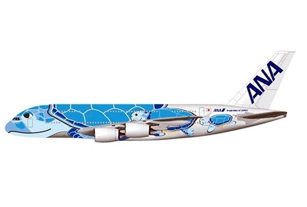 ANA All Nippon Airbus A380 JA381A blue sea turtle 