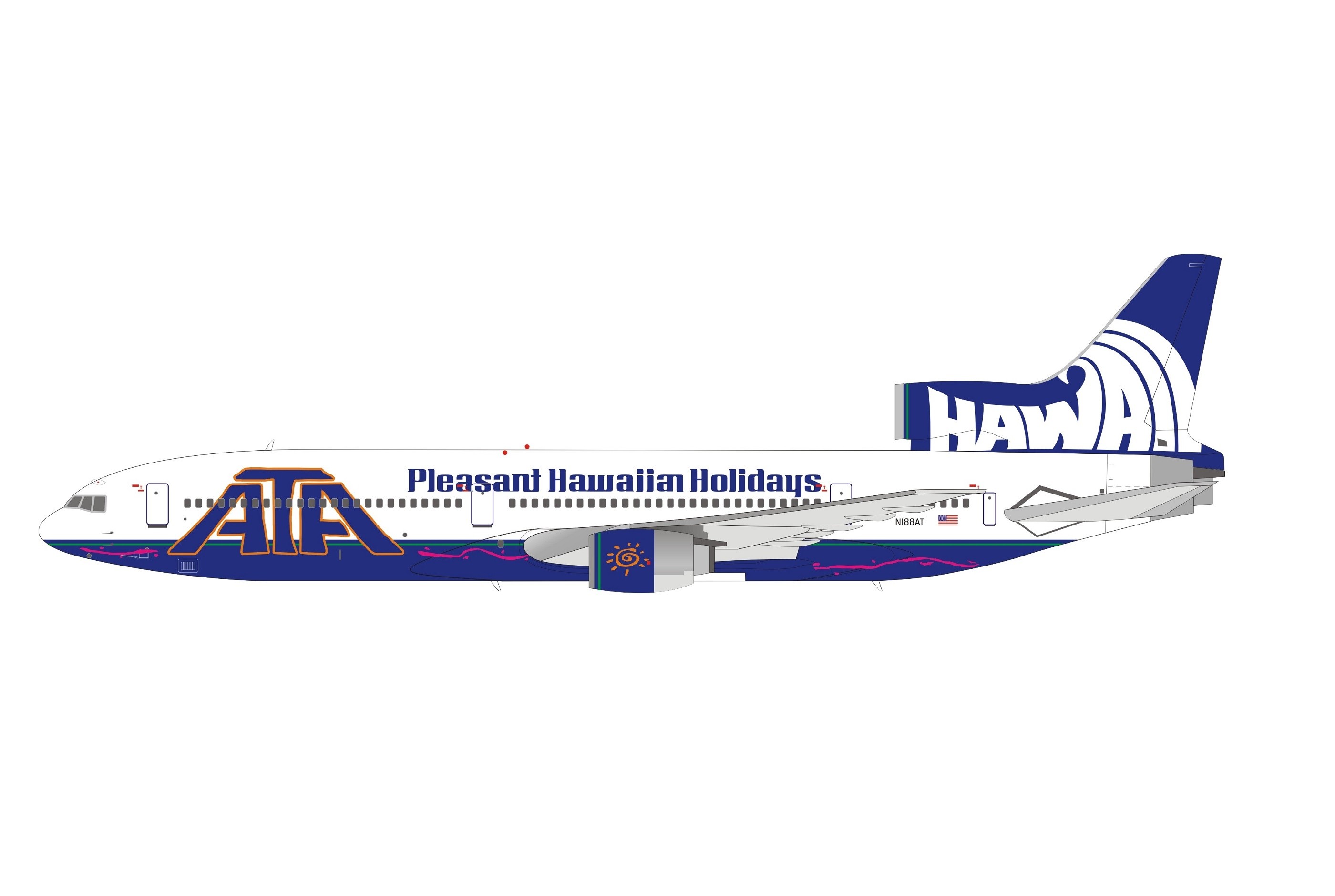 ATA Airlines Lockheed L-1011 N188AT InFlight200 Models Pleasant - Holidays ezToys Diecast and Collectibles Scale Hawaiian 1:200 IF10110822