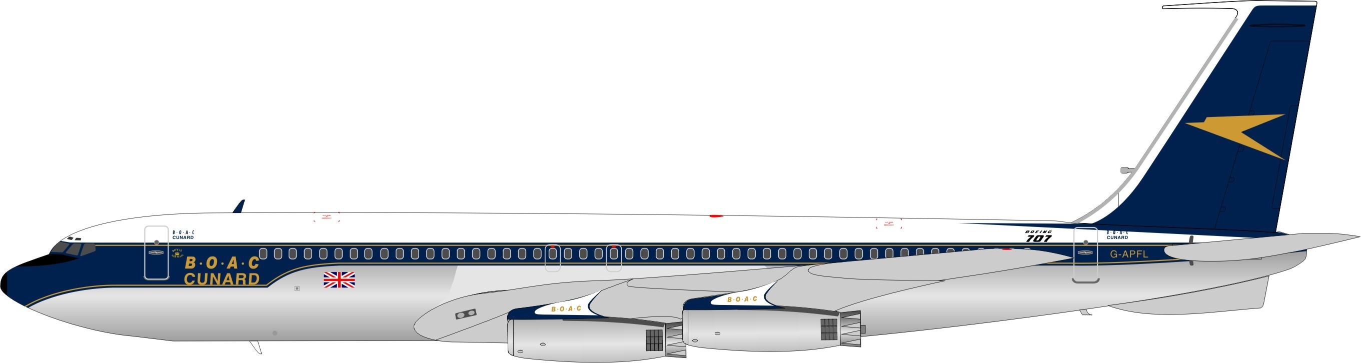 BOAC Boeing 707-436 Polished Reg# G-APFL Aviation AV270740115P Scale 1:200