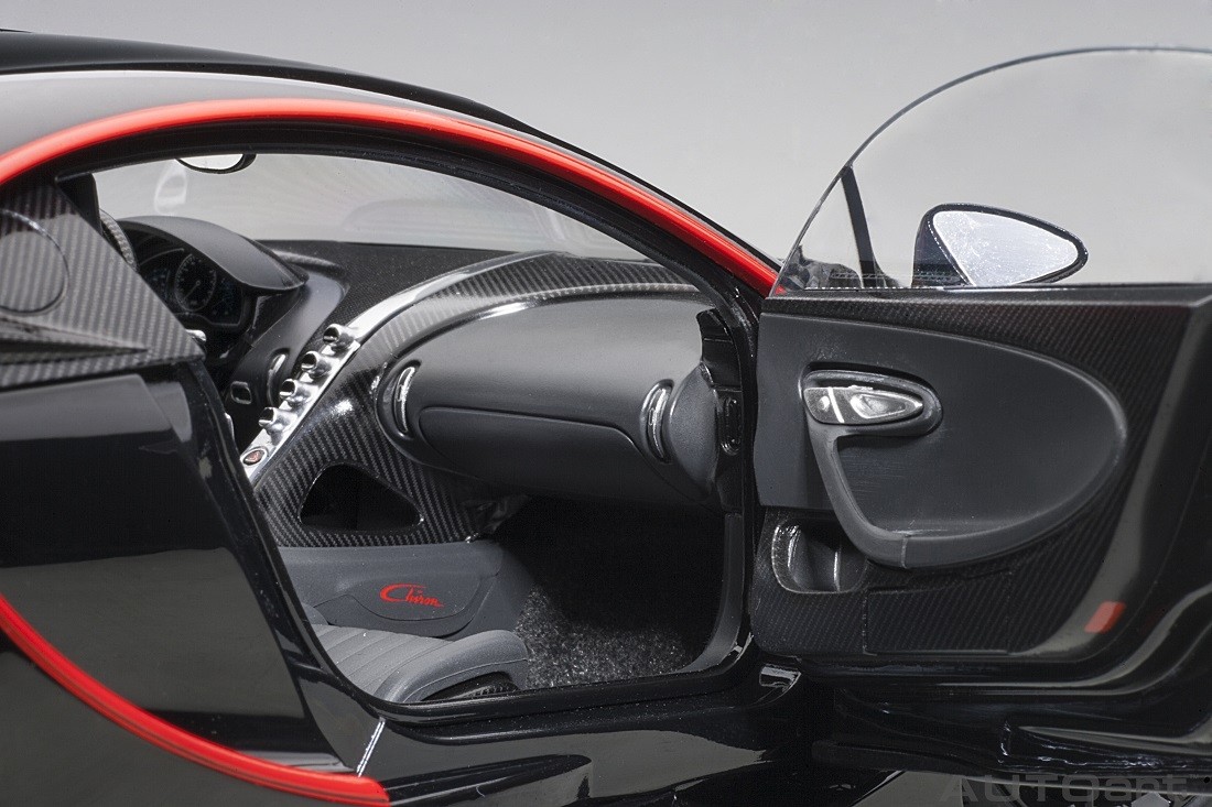 Bugatti Chiron 2017 nocturne black with red accents AUTOart 70991