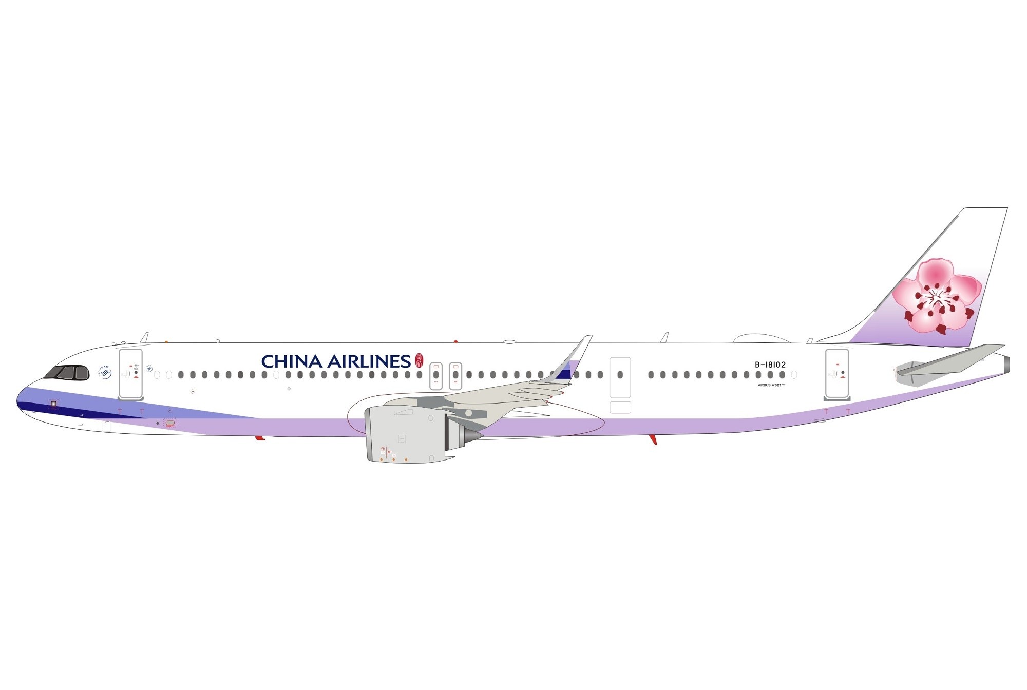China Airlines Airbus A321NEO B-18102 with stand Aviation 200 AV2066 scale  1:200