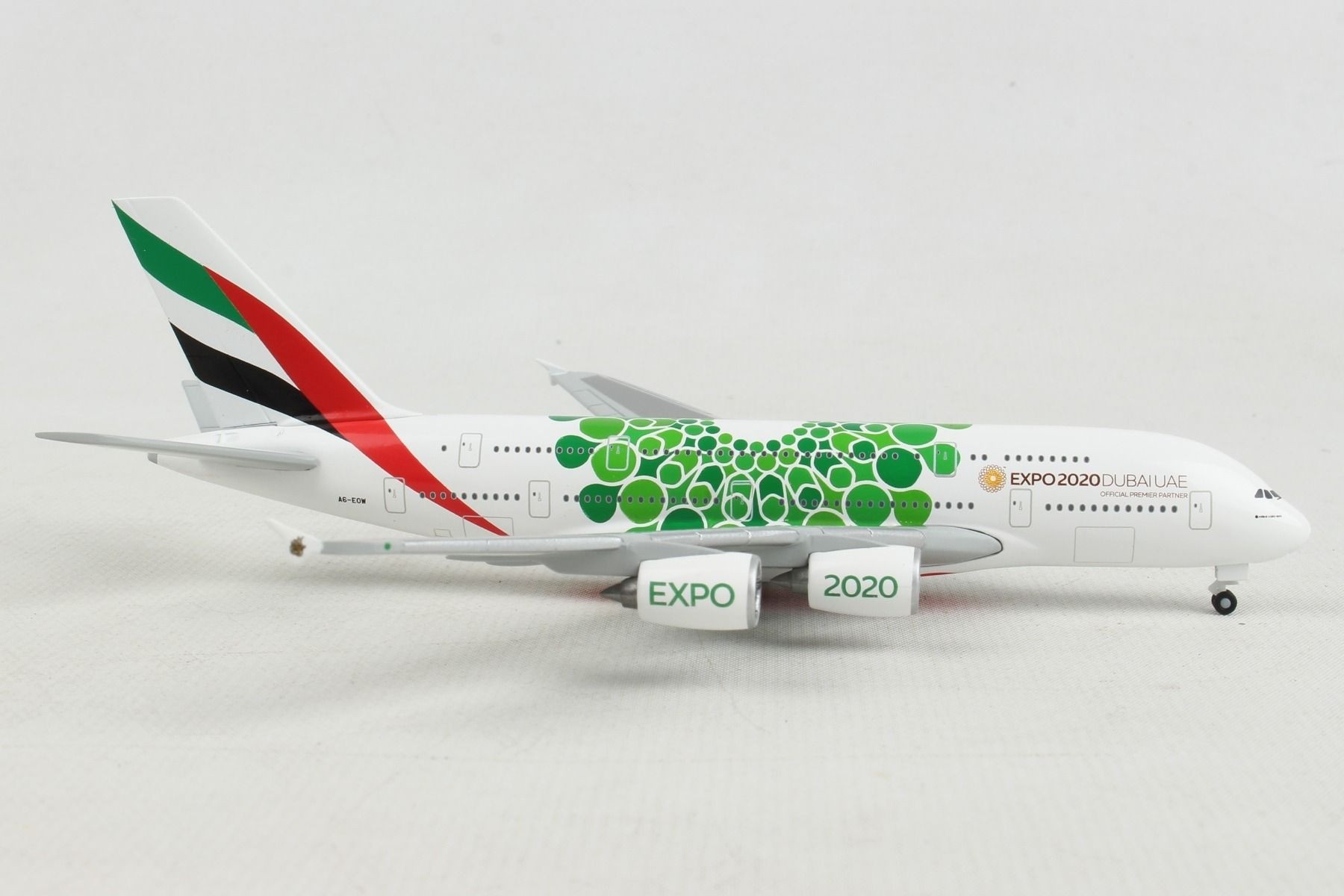 Herpa Wings 1:500 Emirates a380 expo 2020 Dubaï /"Sustainability/" livery 533522