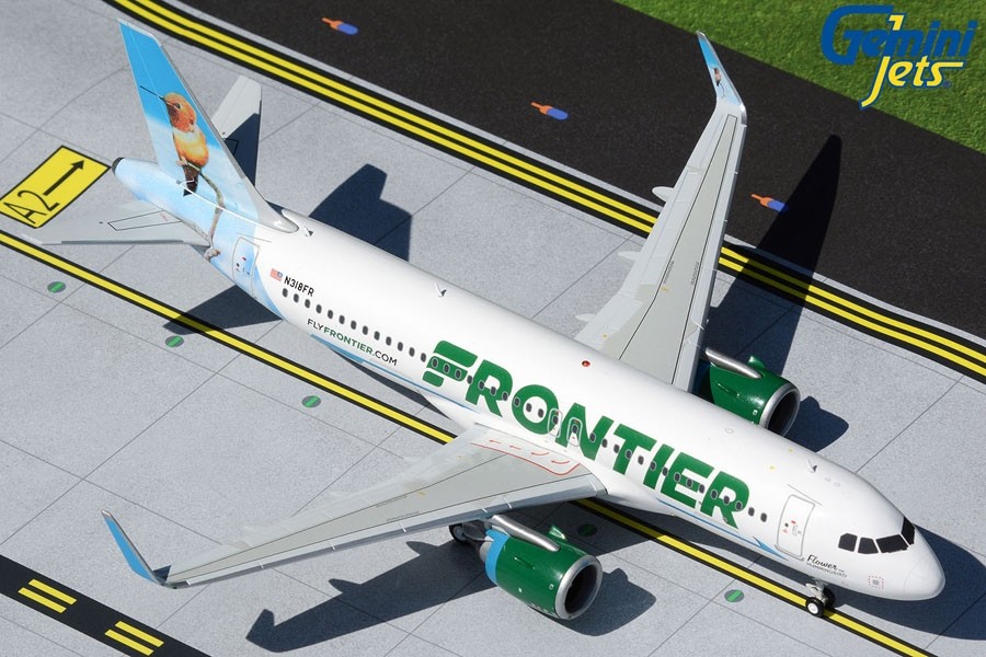 Frontier Airbus A320neo N318FR Flower the Hummingbird Gemini Jets G2FFT897  scale 1:200
