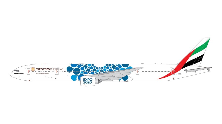 Gemini Jets 1:400 Emirates 777-300ER "Blue Expo 2020" A6-EPK GJUAE1834 IN STOCK