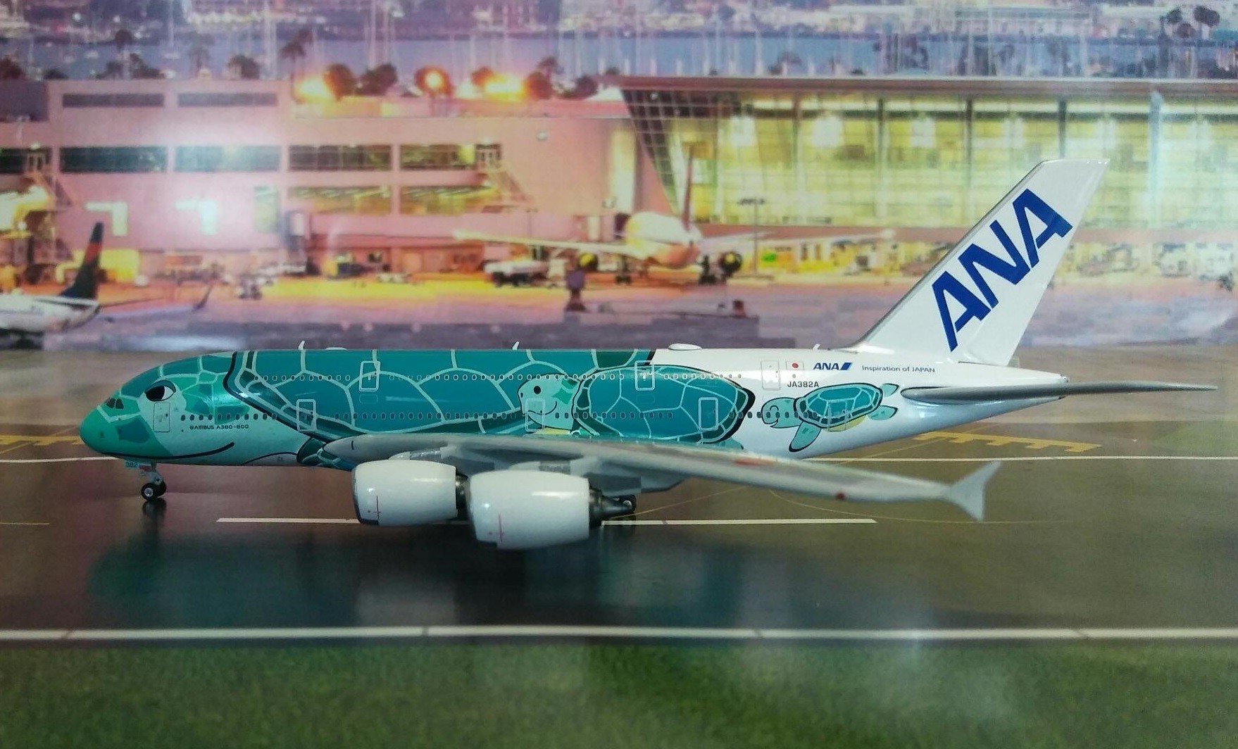 ANA Airbus A380 Sea Turtle Kai JA382A 全日空 All Nippon Green Turquoise  Phoenix 04210 scale 1:400